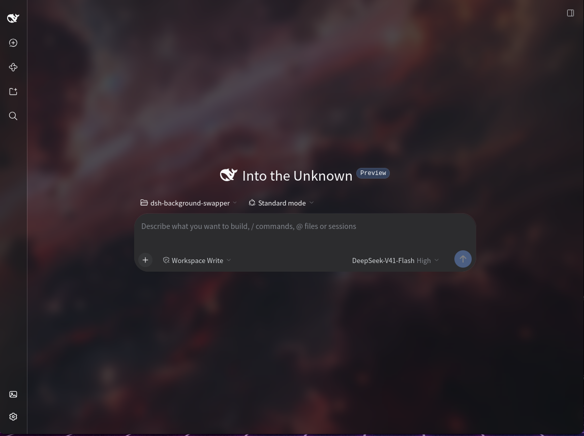 A blurred space photo behind the interface