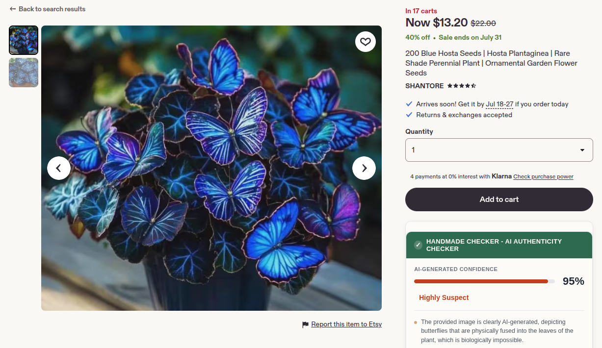 Checking Etsy AI Listing