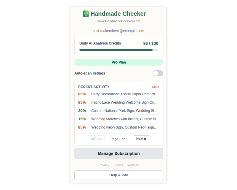 Handmade Checker Screenshot